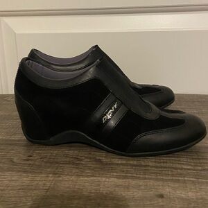 DKNY black wedge sneaker